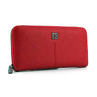 Женский кожаный красный кошелек на молнии классический брендовый кошелек портмоне из натуральной матовой кожи