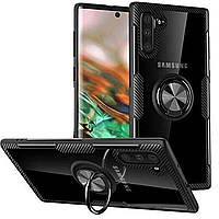 TPU+PC чохол Deen CrystalRing під магнітний тримач для Samsung Galaxy Note 10 Безбарвний / Чорний