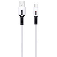 Дата кабель Usams US-SJ432 U51 Silicone USB to Micro USB (1m) Фіолетовий Папа-папа, "0,3-1,0 м", Техничка, Білий, Силікон, Led-підсвічування, USB - Micro USB, "1,2 - 2,1А", Дата кабель + зарядка