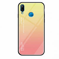 TPU+Glass чохол Gradient HELLO для Huawei P Smart+ (nova 3i) Розовый