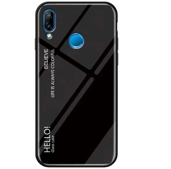 TPU+Glass чохол Gradient HELLO для Huawei P Smart (2019) Черный - фото 1 - id-p1764415887