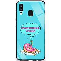 TPU+Glass чохол ForFun для Samsung Galaxy A20 / A30 Хтивий сушка / Блакитний