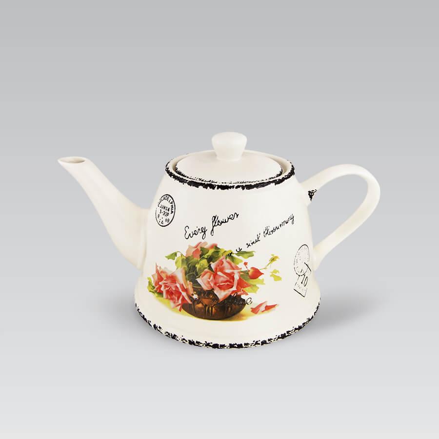 Чайник заварювальний (заварник) керамічний для чаю Maestro (Маестро) Відкрита троянда 800 мл (MR-20050-08), фото 1