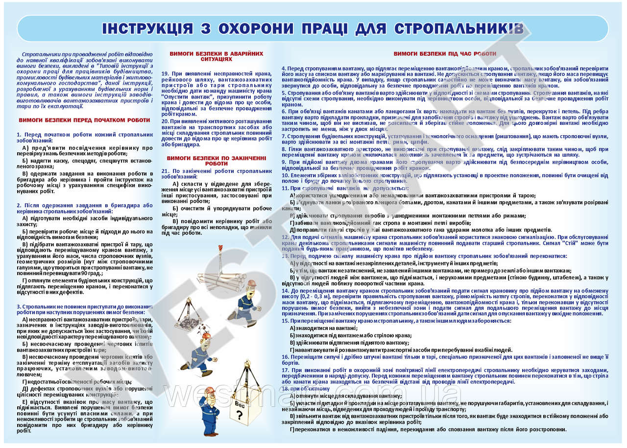 Информационный Стенд "Инструкция По Охране Труда Для Стропальщиков.