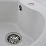 Гранітна мийка Platinum TURAS 480 білосніжна матова, фото 2