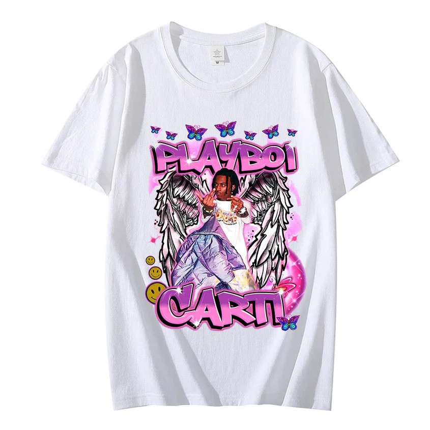 Футболка біла Playboi Carti Buttterfly Vintage Look T-Shirt XS