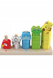 Дерев'яна навчальна розвиваюча іграшка сортер тварини, кольори, форми та цифри Playtive
