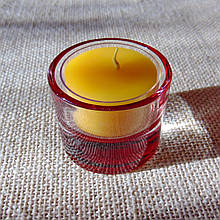 Стильний вишневий круглий скляний підсвічник для чайних свічок