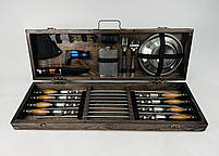 Подарунковий набір шампурів у дерев'яному кейсі ПІКНІК HAPPY DAYS, фото 2