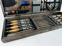 Подарунковий набір шампурів у дерев'яному кейсі ПІКНІК HAPPY DAYS, фото 4