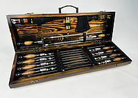 Подарунковий набір шампурів у дерев'яному кейсі Люкс MAX HAPPY DAYS, фото 3