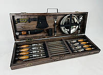 Подарунковий набір шампурів у дерев'яному кейсі М'ЯСНИК HAPPY DAYS, фото 2