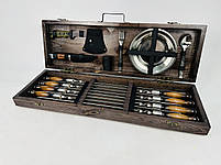 Подарунковий набір шампурів у дерев'яному кейсі М'ЯСНИК HAPPY DAYS, фото 3