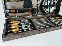 Подарунковий набір шампурів у дерев'яному кейсі М'ЯСНИК HAPPY DAYS, фото 4