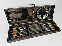 Подарунковий набір шампурів у дерев'яному кейсі М'ЯСНИК HAPPY DAYS, фото 5