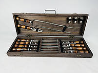 Подарунковий набір шампурів в дерев'яному кейсі для пікніка КІЗЛЯР, ручної роботи (шампура і аксесуари) HAPPY DAYS, фото 3