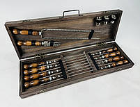 Подарунковий набір шампурів в дерев'яному кейсі для пікніка КІЗЛЯР, ручної роботи (шампура і аксесуари) HAPPY DAYS, фото 4