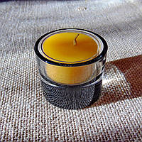Стильный серый круглый стеклянный подсвечник для чайных свечей