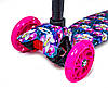 Дитячий самокат зі світними 4 колесами фіолетовий з квітами MAXI Орхідея для дівчаток від 3 років, фото 6