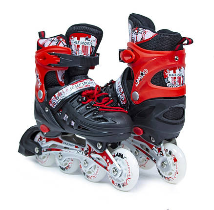 Розсувні дитячі роликові ковзани Scale Sports Red LF 905, розмір 29-33, фото 1