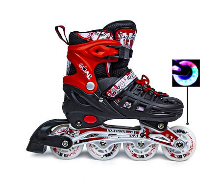 Розсувні дитячі роликові ковзани Scale Sports Red LF 905, розмір 29-33, фото 3