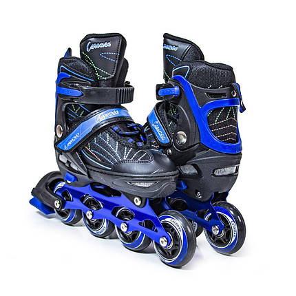 Розсувні дитячі роликові ковзани для хлопчиків сині Caroman Sport Blue, розмір 36-39, фото 2