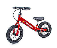 Велобег на надувных колесах для детей Scale Sports 12" Красный, детский беговел с ручным тормозом