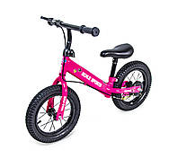 Детский беговел велобег с ручным тормозом Scale Sports 12" Малиновый на надувных колесах, для девочек