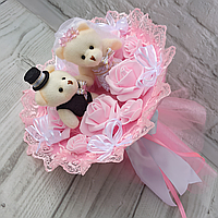 Свадебный сьедобный букет ладкий букет невесты из мягких игрушек медвежат и конфет на свадьбу с игрушками