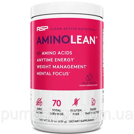 Амінокислоти+жіросжігателя RSP Nutrition AminoLean 70 порц. (смак фруктовий пунш), фото 1