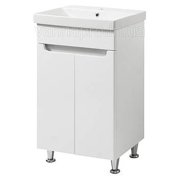 Тумба ЮВВІС для ванної кімнати 50 см біла підлогова СЕМПРІ з умивальником СЕМПРЕ