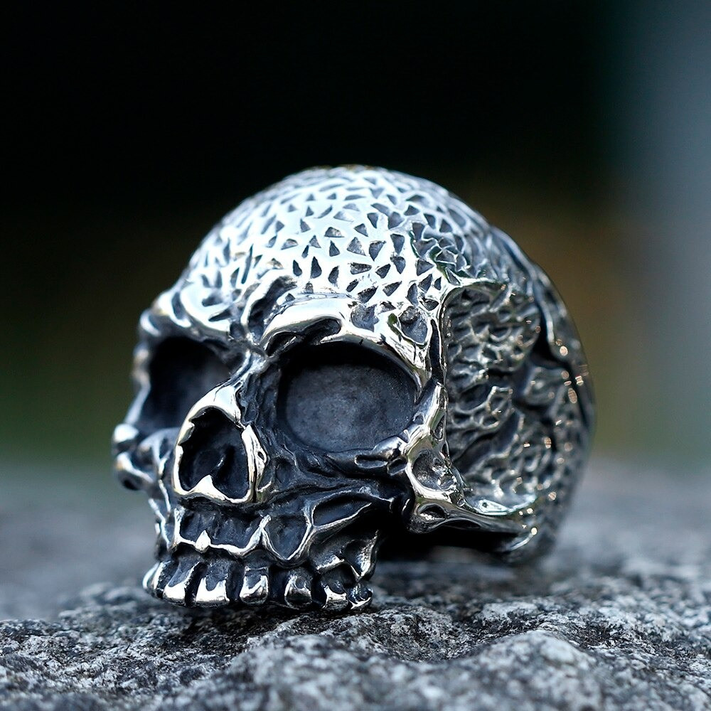 Чоловічий модний перстень череп у стилі панк, скелет череп із титанової сталі преміум якості виріб, розмір 21