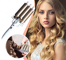 Потрійна плойка GM-1988 Geemy щипці для завивання волосся