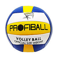 М'яч волейбольний Profiball MS 3159, зшитий, PVC, різний. кольори синій з жовтим і білим