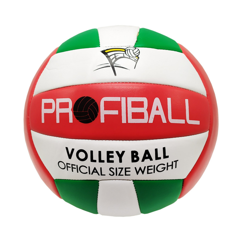 М'яч волейбольний Profiball MS 3159, зшитий, PVC, різний. кольори зелений з червоним і білим