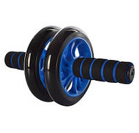 Ролик для пресса (Power Roller) Profi MS 0872+ коврик, двойной, Ø 16 см, ПВХ, разн. цвета синий