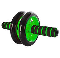 Ролик для пресса (Power Roller) Profi MS 0872+ коврик, двойной, Ø 16 см, ПВХ, разн. цвета зелёный