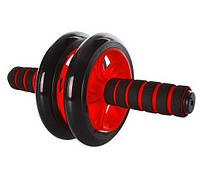 Ролик для пресса (Power Roller) Profi MS 0872+ коврик, двойной, Ø 16 см, ПВХ, разн. цвета красный