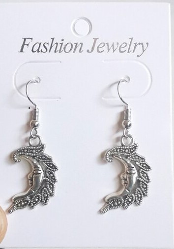 Сережки Liresmina Jewelry сережки гачок Місяць Кучерявий Гламурчик 4 см сріблясті