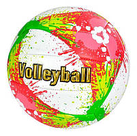 М'яч волейбольний Volleyball Print, зшитий, PU, різний. кольору червоний принт