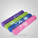 Килимок для йоги та фітнесу Flowers, PVC, 173*61*0.6 см, різном. кольори + чохол в подарунок!, фото 2