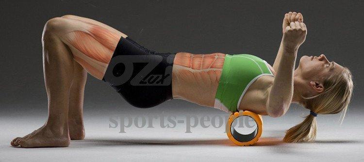Массажный ролик (роллер, валик) для йоги MS 0857-9, 32.5*13.5 см, оранжевый - фото 3 - id-p1764503013