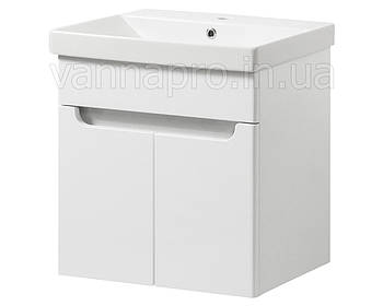 Тумба ЮВВІС для ванної кімнати 50 см біла підвісна СЕМПРІ з умивальником СЕМПРЕ