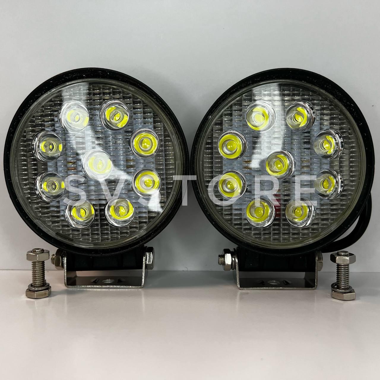 Світлодіодна Flood кругла фара 12-30 V 27 W 6000 K IP68 LED круглі фари на авто, трактор
