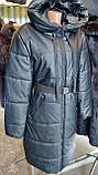 Куртка весняна подовжена з еко-шкіри куртка еко кожа весна осінь тепла зима, фото 2