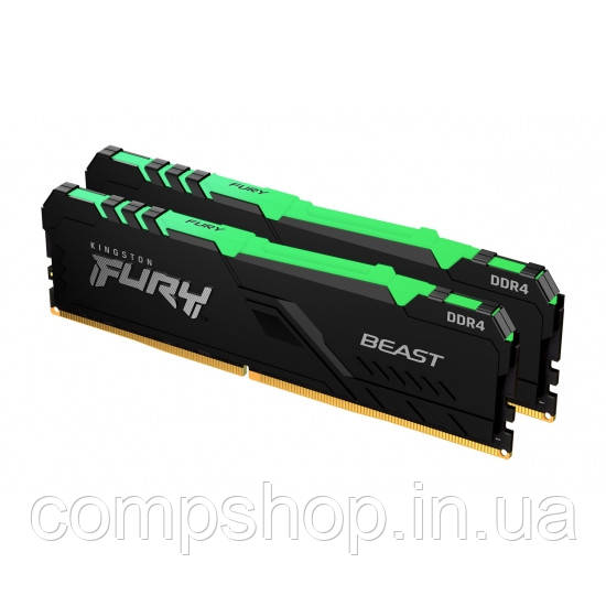Пам'ять DDR4  16GB  3200MHz PC4-25600  (Kit of 2x8GB)  Kingston FURY Beast RGB (код 126421)