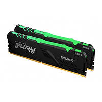 Пам'ять DDR4  16GB  3200MHz PC4-25600  (Kit of 2x8GB)  Kingston FURY Beast RGB (код 126421)