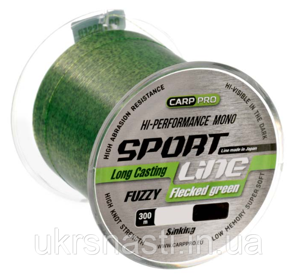 Коропова волосінь 300м Carp Pro Sport Line Flecked Green 0.286мм (Монофільна волосінь без пам'яті)