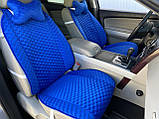 Накидки на сидіння з алькантари Lux (штучної замші), Синій, сині стільники. Преміум +. 2 передніх, фото 3