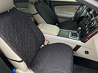 Накидки на сиденья из АЛЬКАНТАРЫ (искусственной замши), Черные крупный ромб. Премиум +. 2 передних